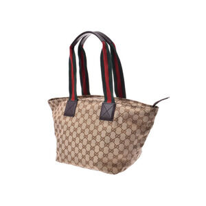 Gucci Tan Beige lines weing canvas GG tote bag